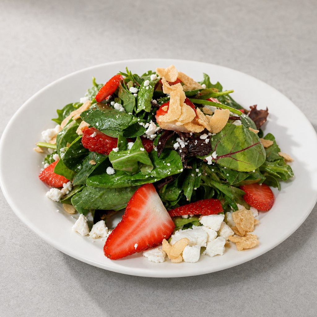 Candied Almond, Strawberry & Goat Cheese Salad.