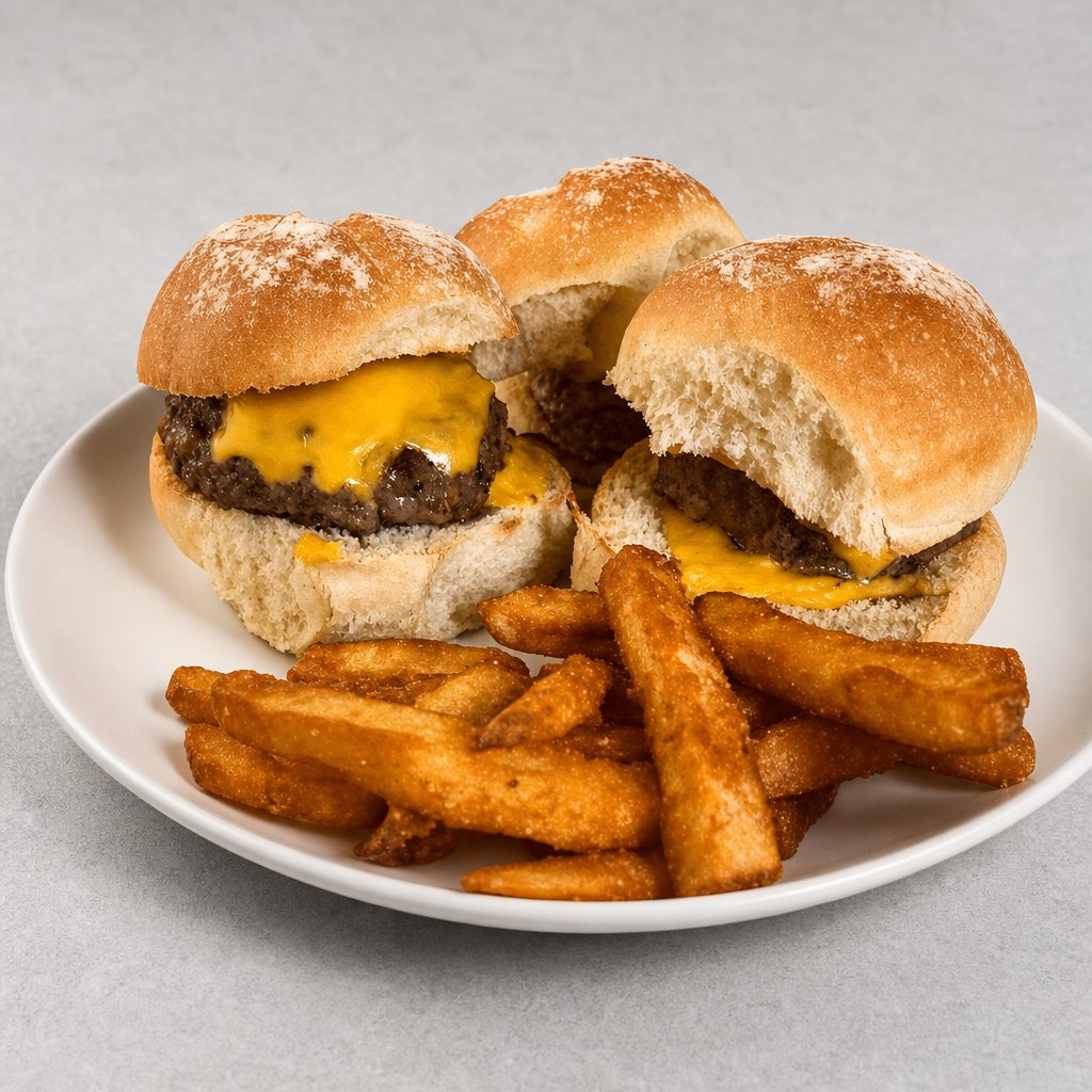 3 Cheeseburger Sliders w/Fries.